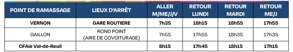 CFAie Tableau horaires transports 2024-2025 - Ligne 7 Vernon Gaillon