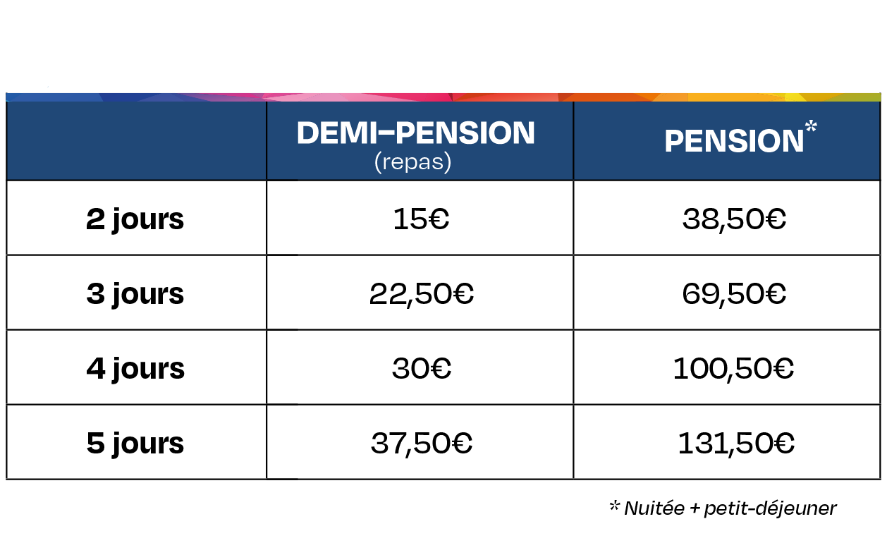 CFAie _ Tarifs demi-pension et pension